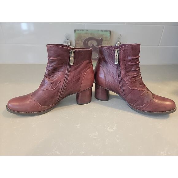 NEW LArtiste Estretta Spring Step Red Leather Boot Wedge Shoe Womens Sz 37/7.5 - Picture 6 of 10